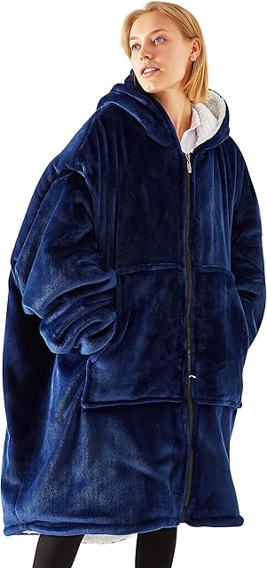 Tolumo Hoodie Blanket Oversized Ultra Soft Plush Sherpa Fleece Wearable Warm Throw Blanket Cosy Giant Sweatshirt