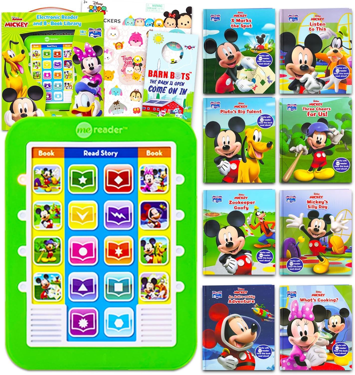 Mickey Mouse Me Reader Electronic Reader 8 Book Bundle - Mickey Mouse Clubhouse Books for Toddlers, Kids Featuring Mickey, Minnie, Donald, and More with Stickers | Mickey Learning Toys