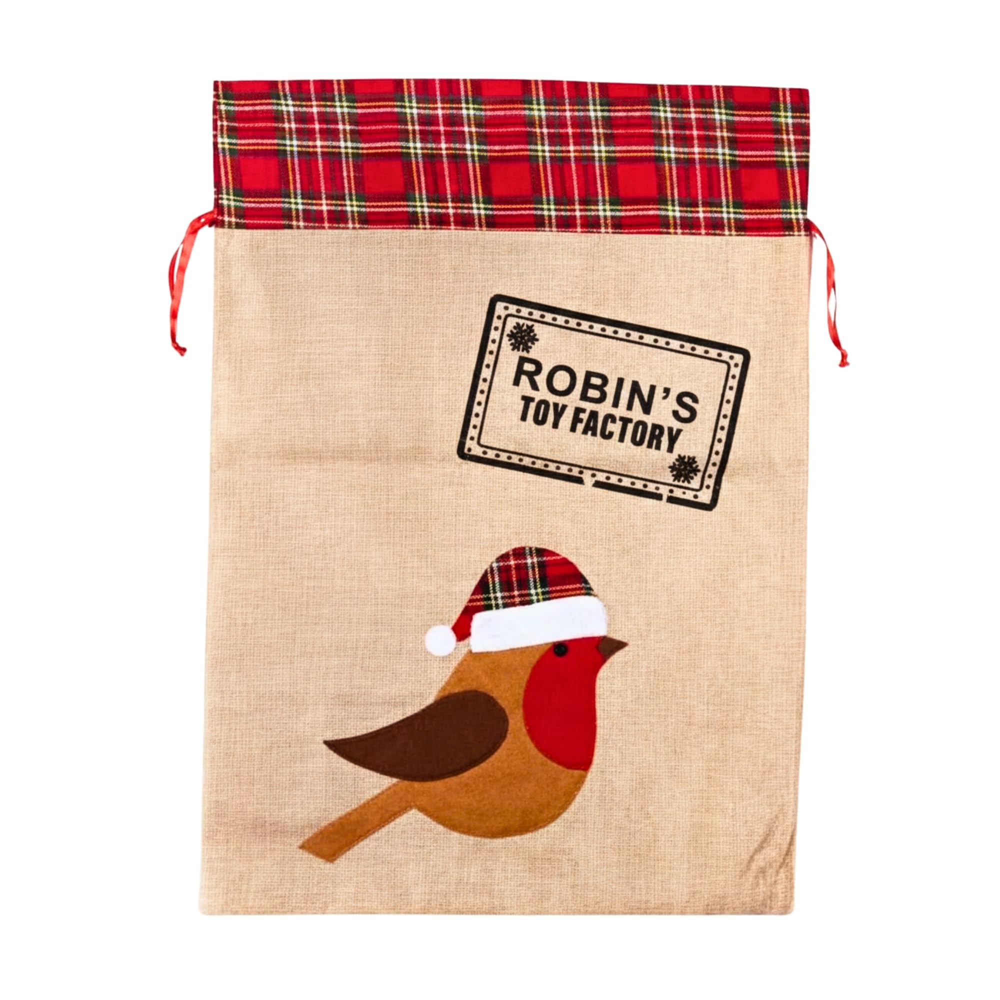 B&Q -  Large Santa Sack Stocking Printed Pattern Burlap Hessian Linen Xmas Sock Christmas Hanging Gift Bags Home Decorations Snow