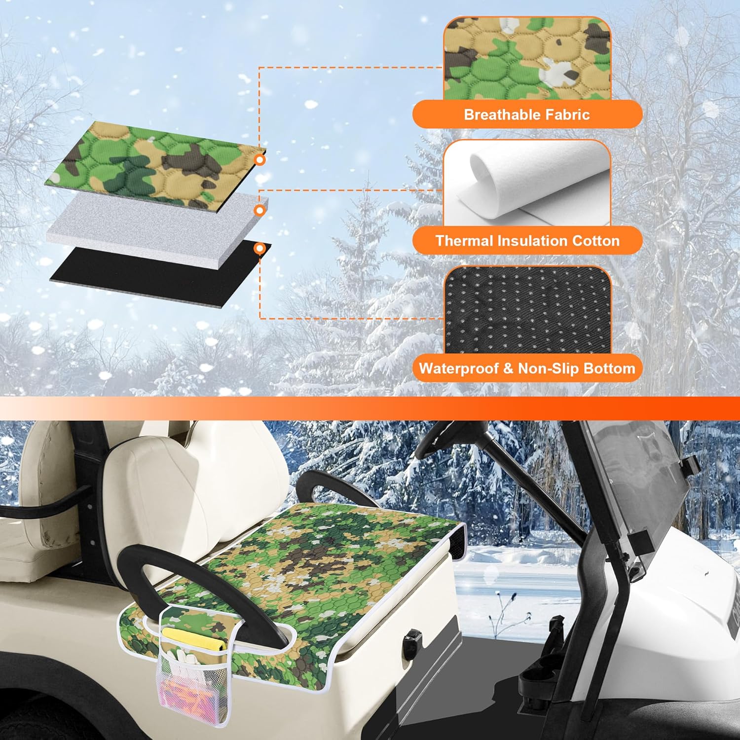 PGmoon Golf Cart Seat Covers, Golf Cart Seat Towel Blanket for Most Golf Carts Fits for EZGO, Club Car, Yamaha and More (Patent Design)