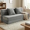 JKMAX Queen Size Folding Sofa Bed - 4 in 1 Convertible Sleeper Chair with Two Pillows - High Density Memory Foam Futon Couch - Foldable Bed for Living Room Bedroom (Dark Grey)