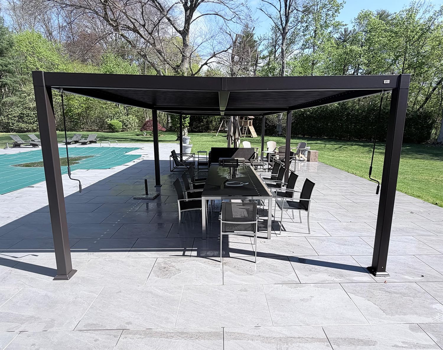 PURPLE LEAF Patio Louvered Pergola 13' x 30' Patio Aluminum Gazebo Bronze