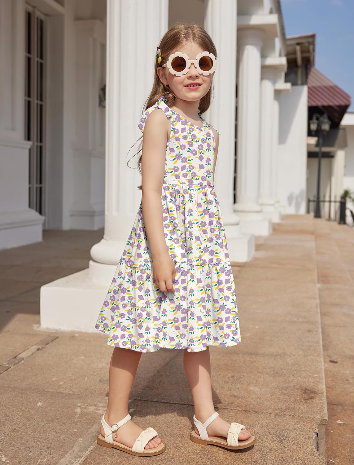 Arshiner Toddler Girl Summer Dress Little Girls Casual Beach Party Bowknot Sling Sundress with Pocket 1-7t - Image 7