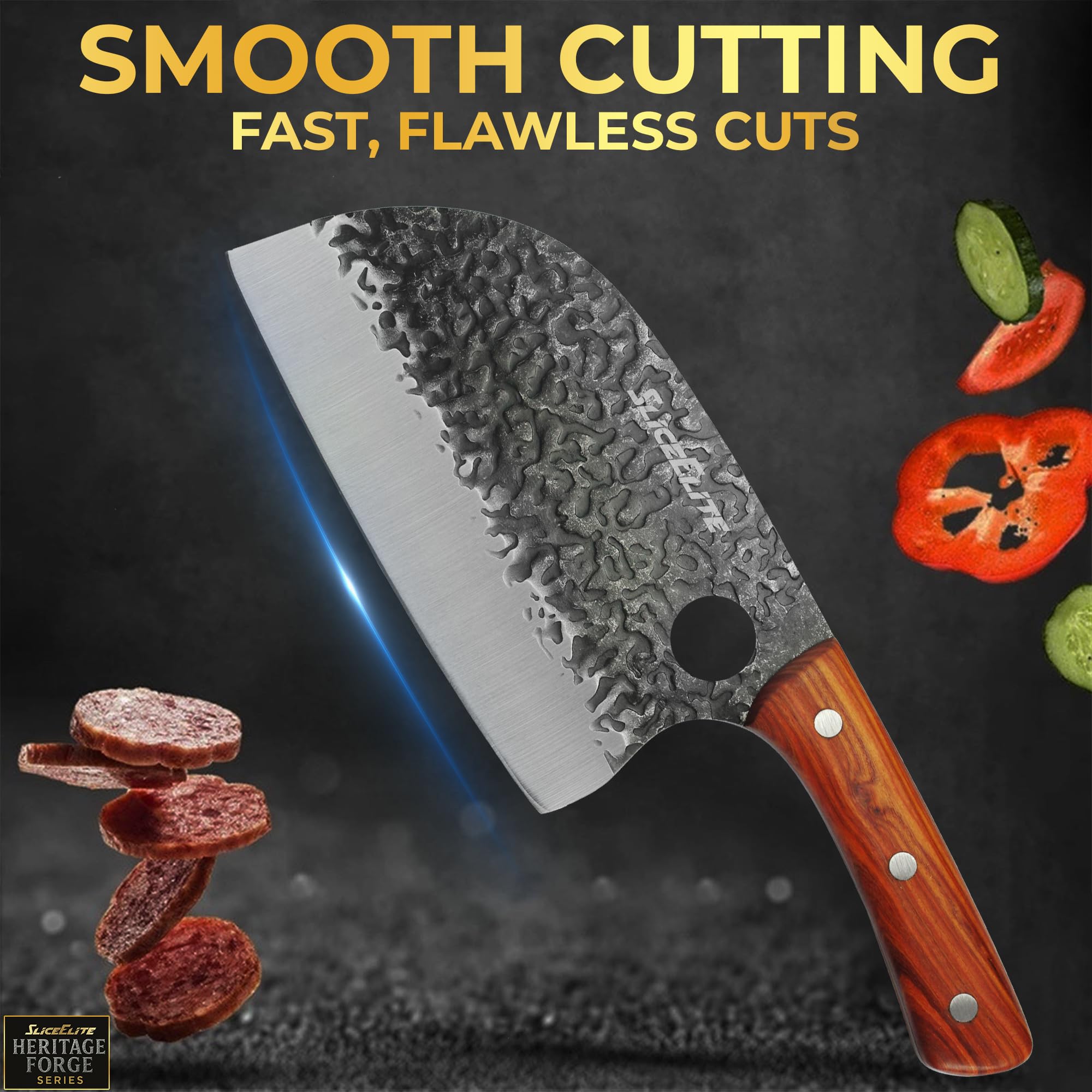 Serbian Chef Knife Vegetable Chopper Meat Cutting Kitchen Knife Food Prep — Amazon image 5