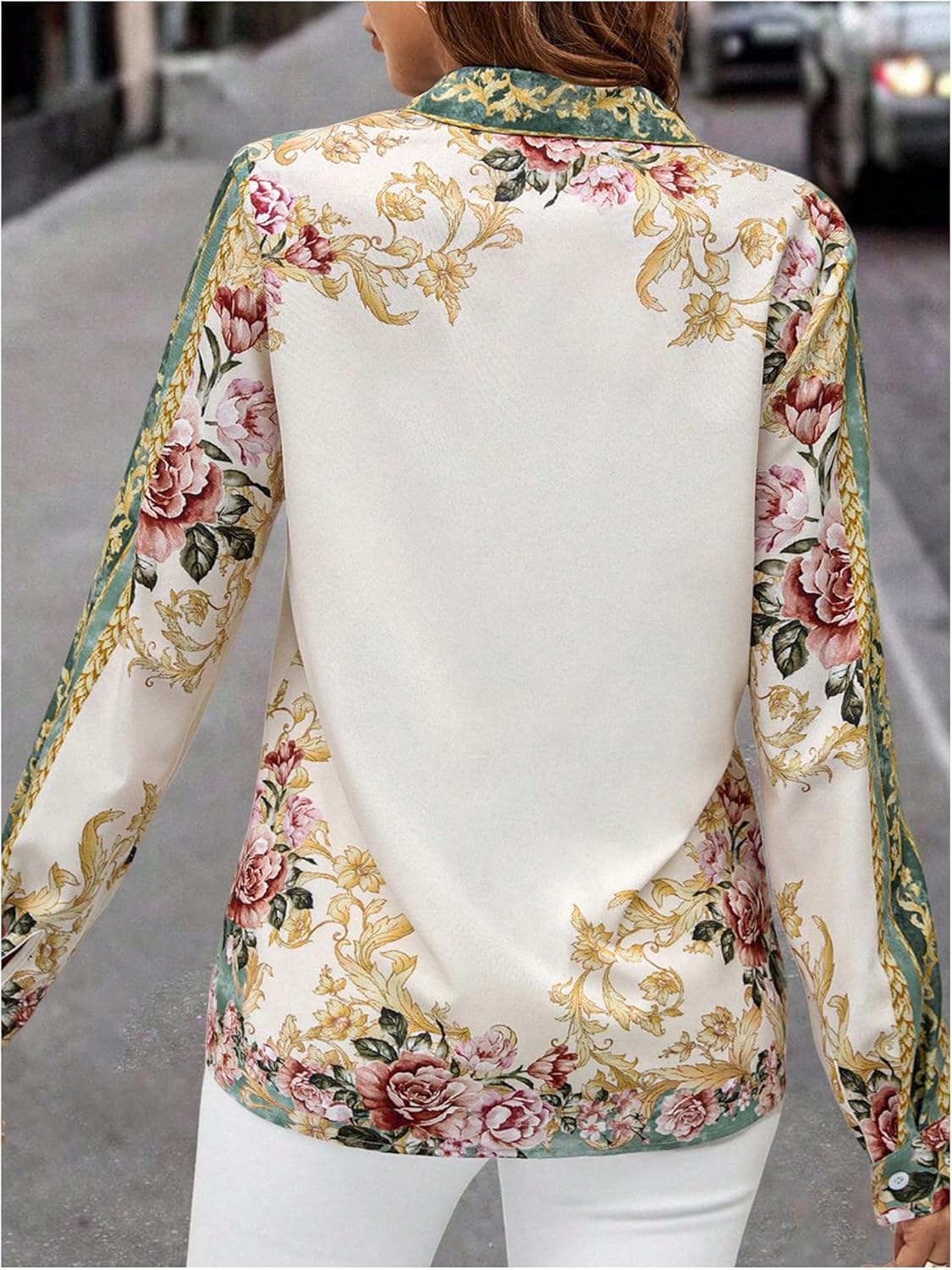 SHENHE Women's Floral Button Down Shirt Long Sleeve Dressy Casual Blouse Business Work Top - Image 2