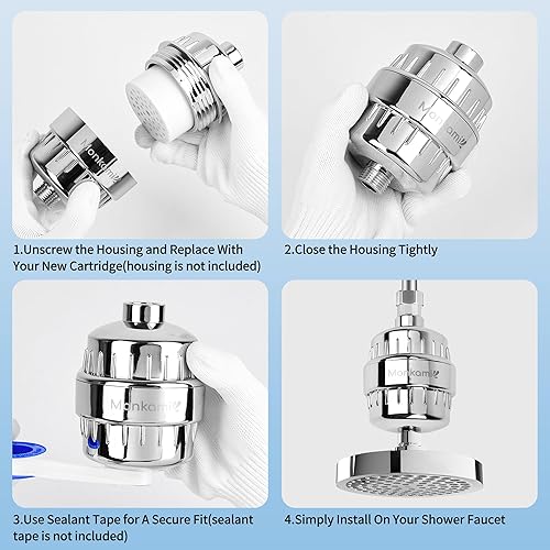 Miniatura 5 de Cartucho de repuesto para filtro de ducha, uso de medios de filtración reales, filtro universal de cabezal de ducha de alto rendimiento que reduce