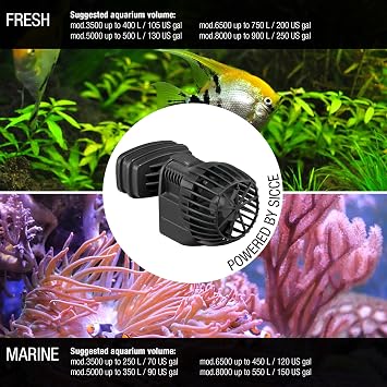 SICCE XSTREAM 3500 Wave Maker Flow Pump 925 GPH | 360 Adjustable Quiet Submersible Magnetic Powerhead for Saltwater & Freshwater Tanks, Aquarium Water Circulation Pump up to 70 Gallons
