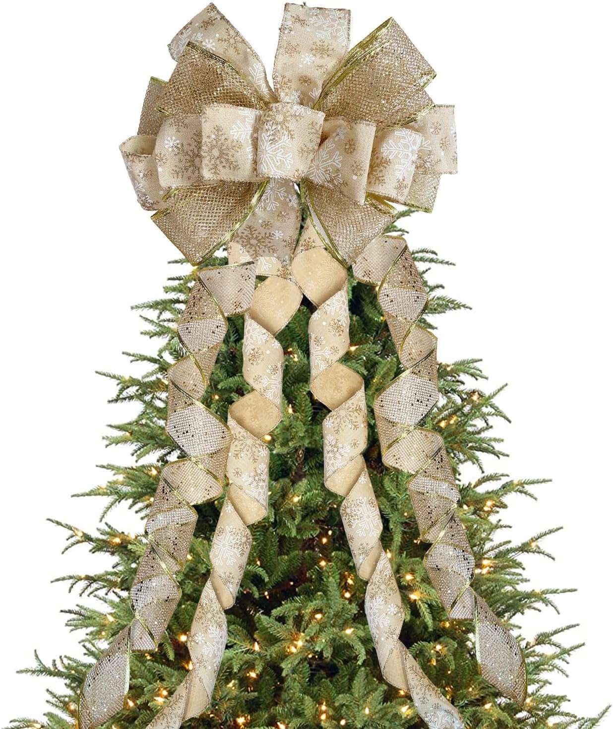 YIRHYZC Christmas Tree Topper Bow Large 13"X48" Christmas