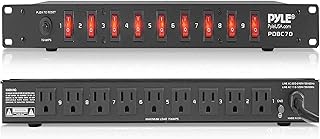 Pyle PDU Power Strip Surge Protector - 150 Joules,9 Outlet Strips Surge Protector z - Heavy-Duty Electric Extension Cord Strip - 1U Rack Mount Protection Power Outlet Strip - 9 Front Switch - PDBC70