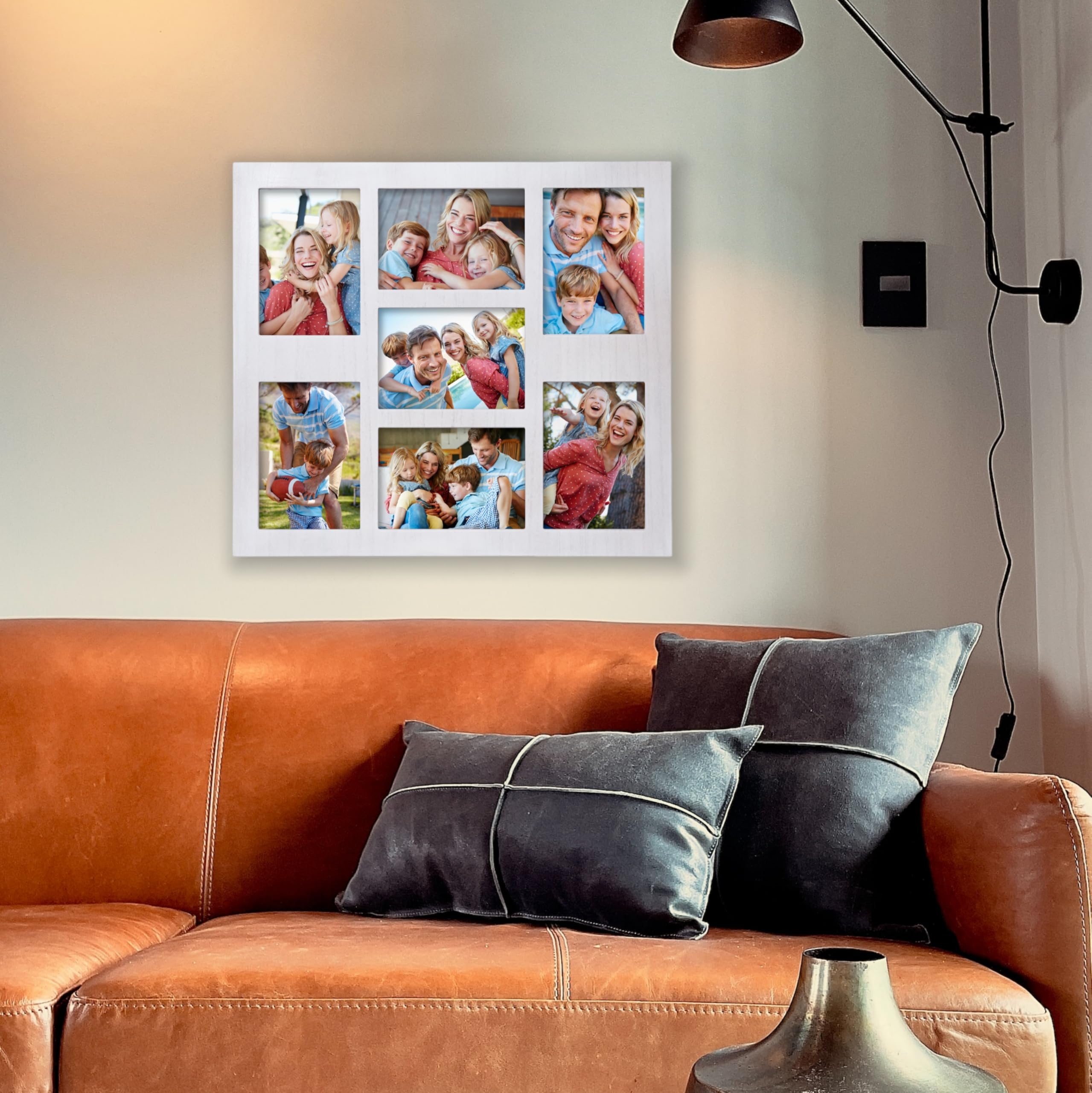 Marco de fotos para collage de fotos de 5 x 7 pulgadas, 7 aberturas, collage de fotos, marco de fotos blanco, decoración de pared para soporte de mesa y marcos de montaje en pared para