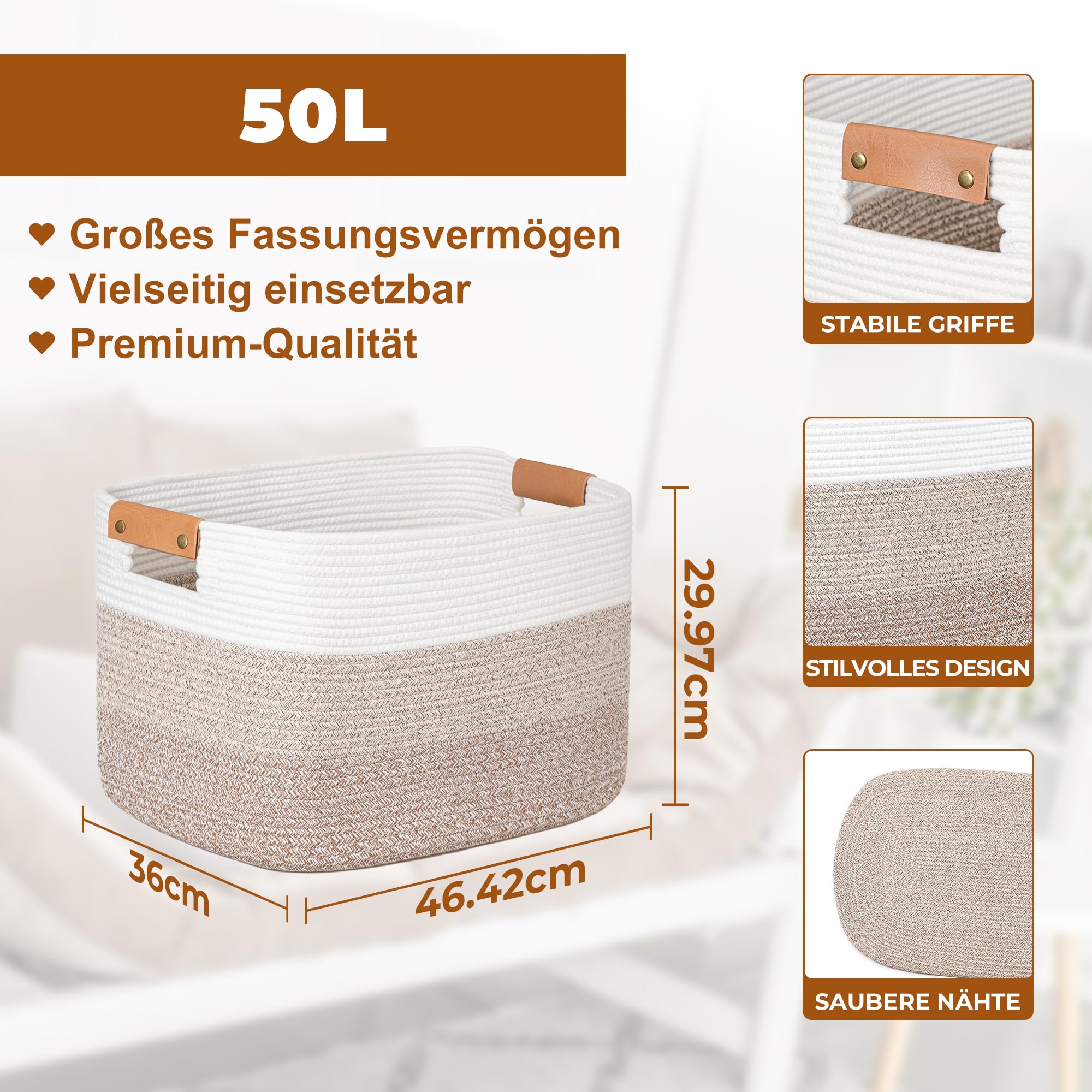 danpinera Rectangle Blanket Storage Basket - Image 3