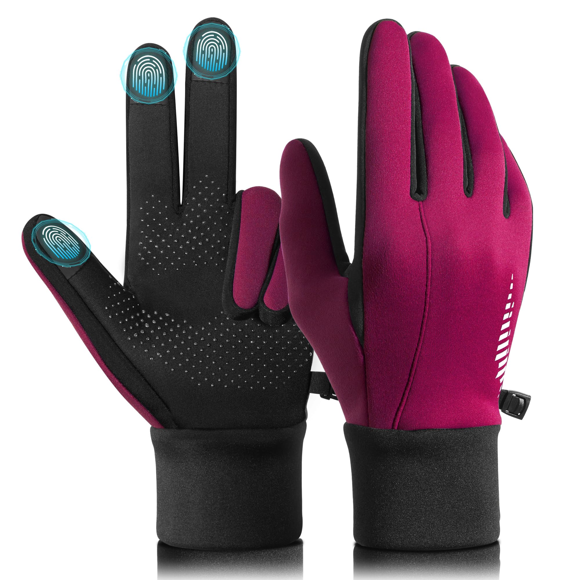 rivmount Winter Gloves Women Men, Cold Weather Touch Screen Liner Glove, Windproof 3-Layers, for Running, Cycling, Biking, Hiking, Driving