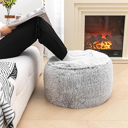 Miniatura 19 de Reposapiés Otomano Relleno Redondo Bohemio Puf de Suelo Asiento Sillón Otomano Reposapiés Taburete de Suelo Cojín de Suelo Saco de Frijoles Puf