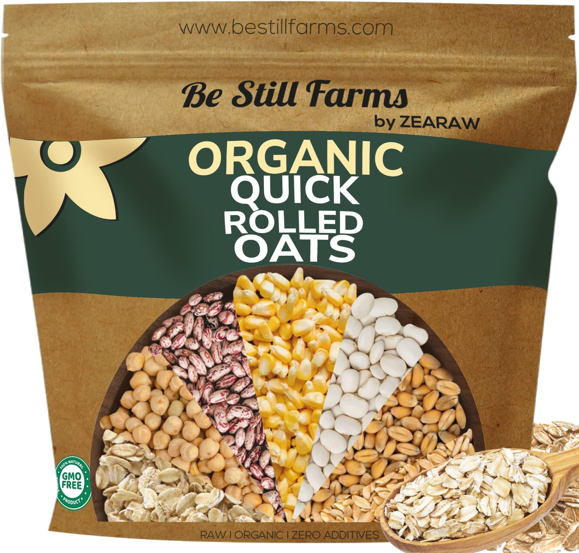 Be Still Farms Quick Rolled Oats Organic Instant Oatmeal - Old Fashioned Oats Bulk (4.8 lb) - 100% Whole Grain | High Protein Cereal | USDA Certified | USA Grown | Vegan | Non-GMO | Sugar Free
