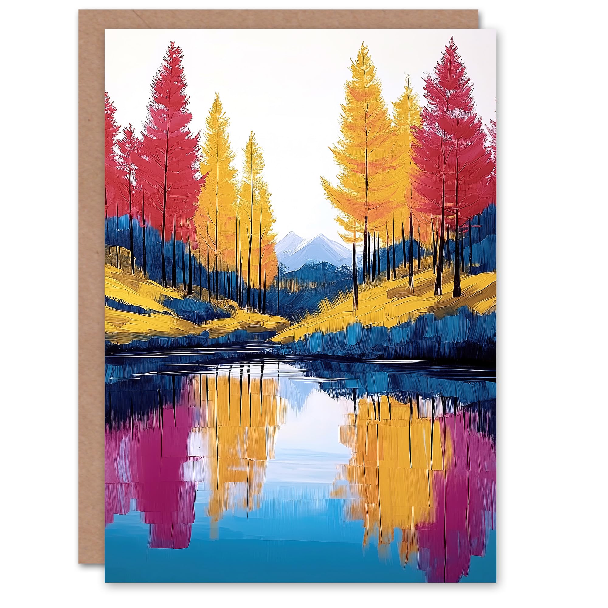 Artery8 Greeting Card Scottish Highlands Forest Lake Autumn Landscape Blank For Him Or Her Art Birthday Card