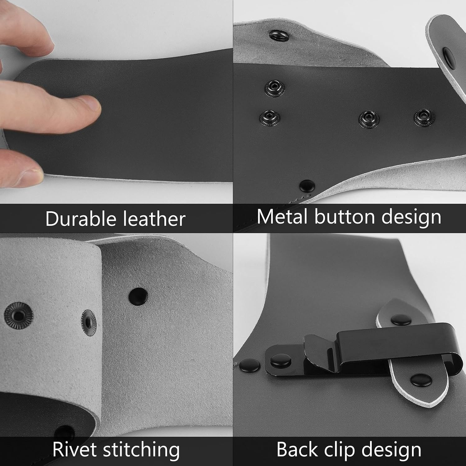 Linkidea 4" Axe Edge Cover, Durable Vegan Leather Sheath, Metal Snap Closure, Hatchet Protector Case with Belt Clip, Ideal for Outdoor Hiking & Work (Black)