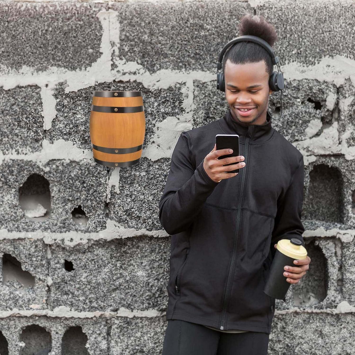 Yardwe Wood Wine Barrel Decor Wooden Half Wine Barrel Wall Art Retro Antique Beer Barrel Hanging Pendant Crafts for Bar Area Steampunk Theme Party Favor