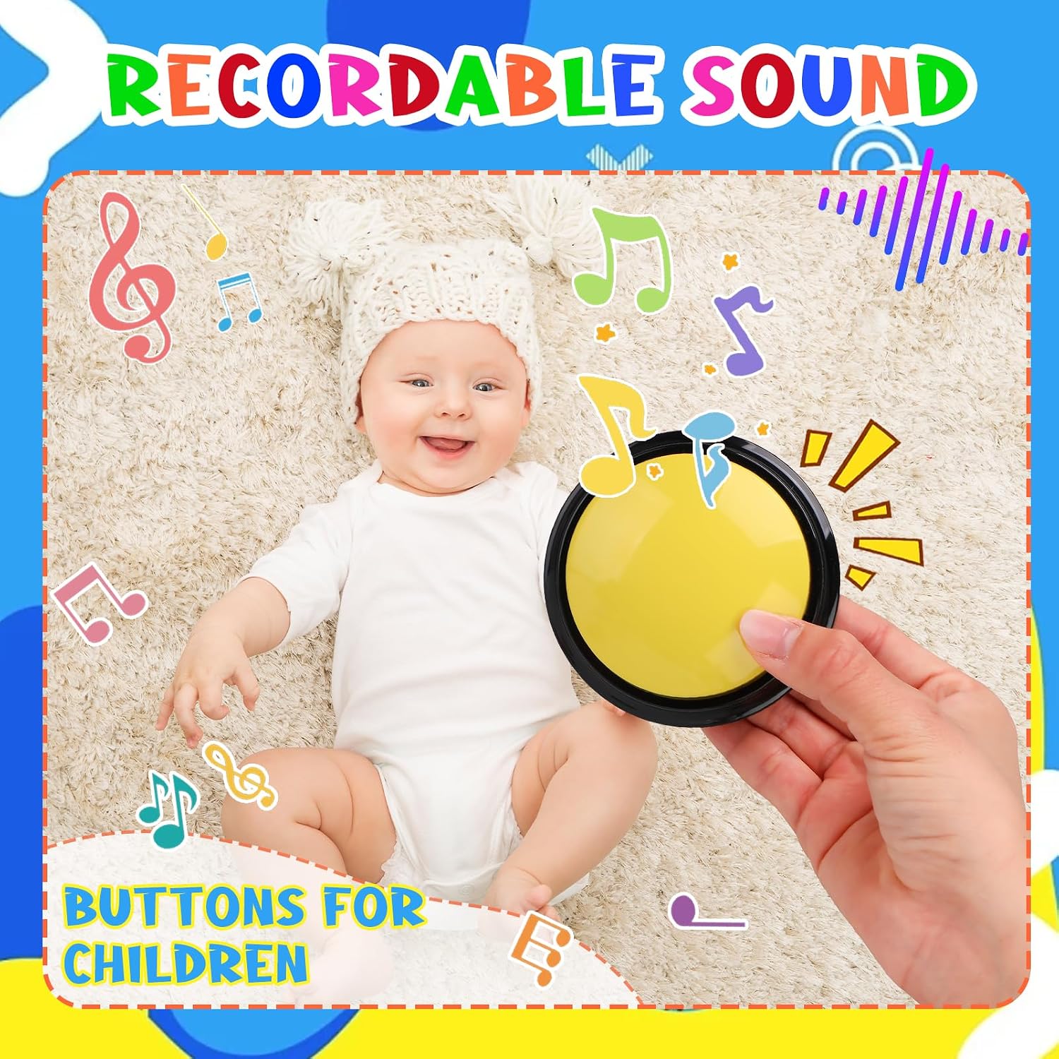 10 Pieces Recordable Answer Buzzers Button Game Show Buzzer | Recordable Button Classroom Buzzers Perfect for Study Office Home and Pet Buttons Training Toy Multicolor