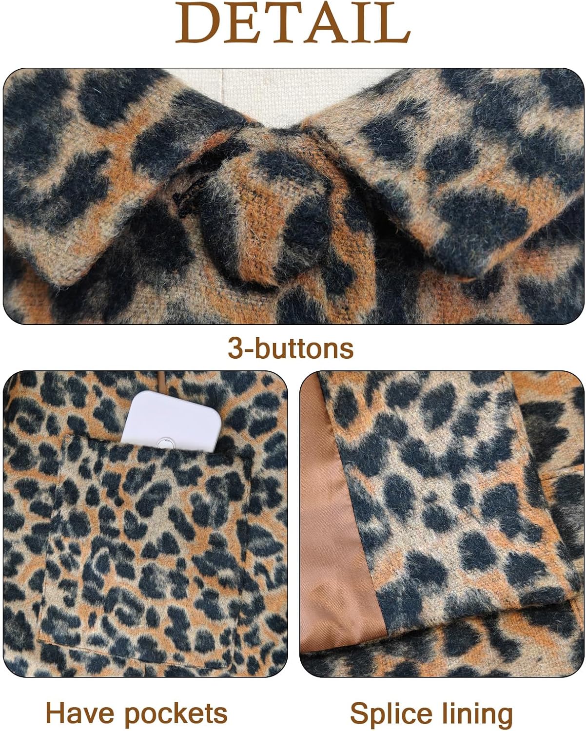 BEAUTELICATE Women Wool Blend Cape Slit Sleeve 2 Pockets Turn Down Collar Elegant Poncho - Image 5