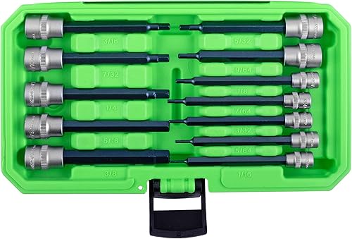 Miniatura 3 de OEMTOOLS 23902 - Juego de llaves hexagonales largas magnéticas SAE de 12 piezas, juego de llaves Allen, llaves hexagonales, 14 pulgadas y 38