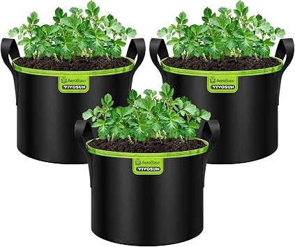 VIVOSUN 3-Pack 5 Gallon AeroBase Grow Bags with Breathable Base