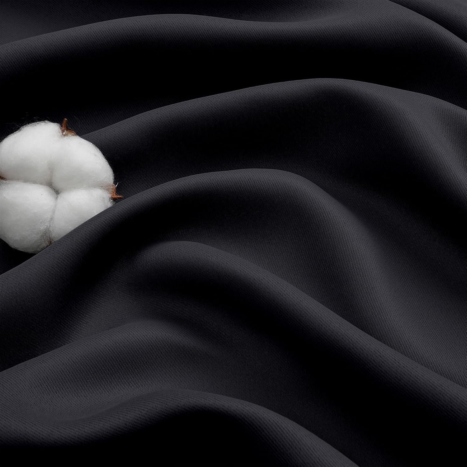 Black Blackout Curtains 84 Inch Length 2 Panels Set, Soft Solid Thermal Insulated Room Darkening Curtains 84 Inches Long for Bedroom Living Room, Rod Pocket Drape, Black, Each 40" Wx84 L - Image 9