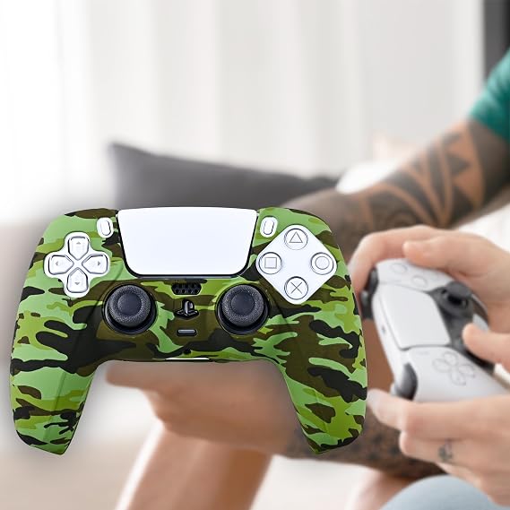 Kontorland PS5 Gamepad Uyumlu Silikon Kılıf - Color Chaos (Green Camo)