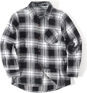 Camisa casual de franela de manga larga a cuadros para niños (5-14 años)