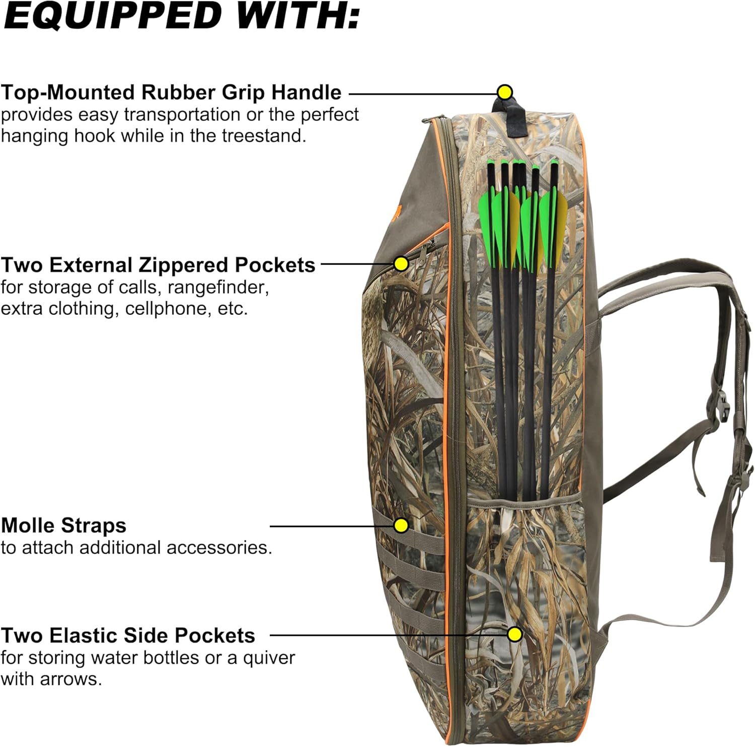 MYDAYS Soft Crossbow Case, 36" Crossbows Backpack, Soft Shell Padded Archery Gear Bag, Water Resistant Narrow Archery Bow Carrier Bag for Outdoor Hunting Shooting