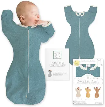 SwaddleDesigns Transitional Swaddle Sack, Arms Up Half-Length Sleeve Mitten Cuff for Newborns