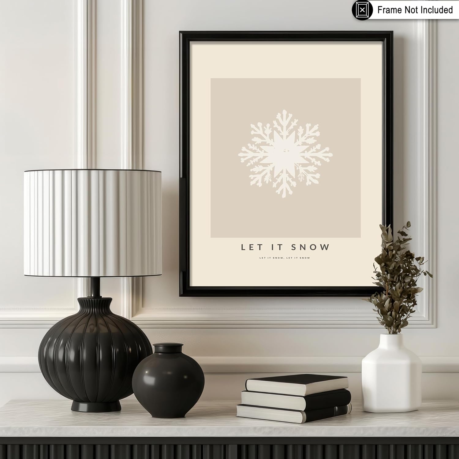 Poster Master Let It Snow Print - Snowflake Poster - Christmas Holiday Art - Winter Wall Design - Gift for Boys, Girls & Parents - Decor for Kids Room, Nursery or Living Room - 8x10 UNFRAMED Wall Art