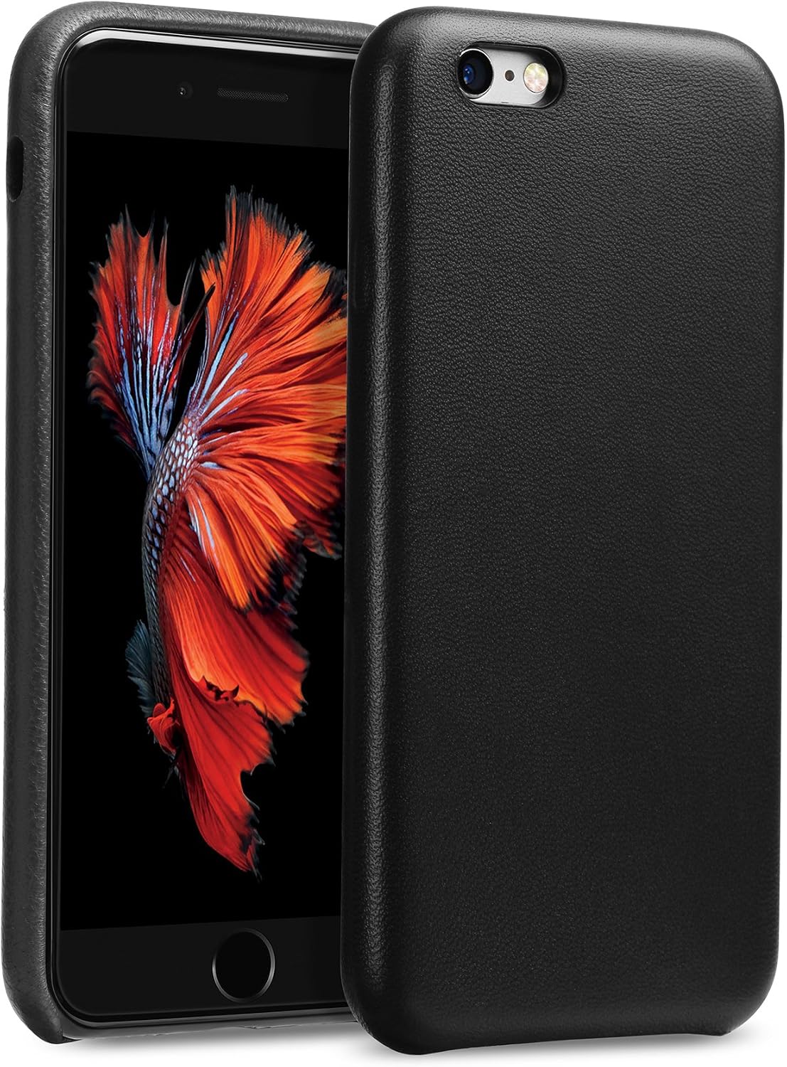 GMYLE 2 in 1 iPhone 6 / 6s Accessories Bundle, Genuine Leather Protective Slim Soft Case Back Covers for Apple iPhone 6 / 6s with Lightning USB 2.0 Charging Cable Sync Data Transfer, 1M Long - Black