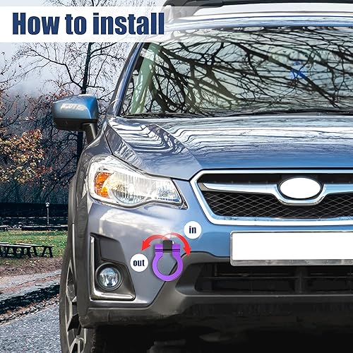 Miniatura 3 de X AUTOHAUX Anillo de remolque de parachoques delantero de aleación de aluminio púrpura tornillo de gancho de remolque para Subaru Impreza WRX BRZ