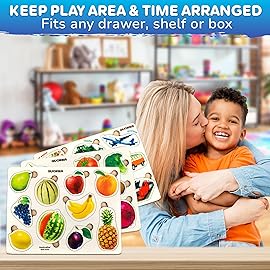 QUOKKA Wooden Puzzles for Toddlers 1-3 - 3xSET Kids Puzzles Ages 2-4 - Montessori Toy Puzzle for Toddlers 3-5 - Wood Toy Learning Realistic Fruits - Cars - Vegetables for Boy and Girl