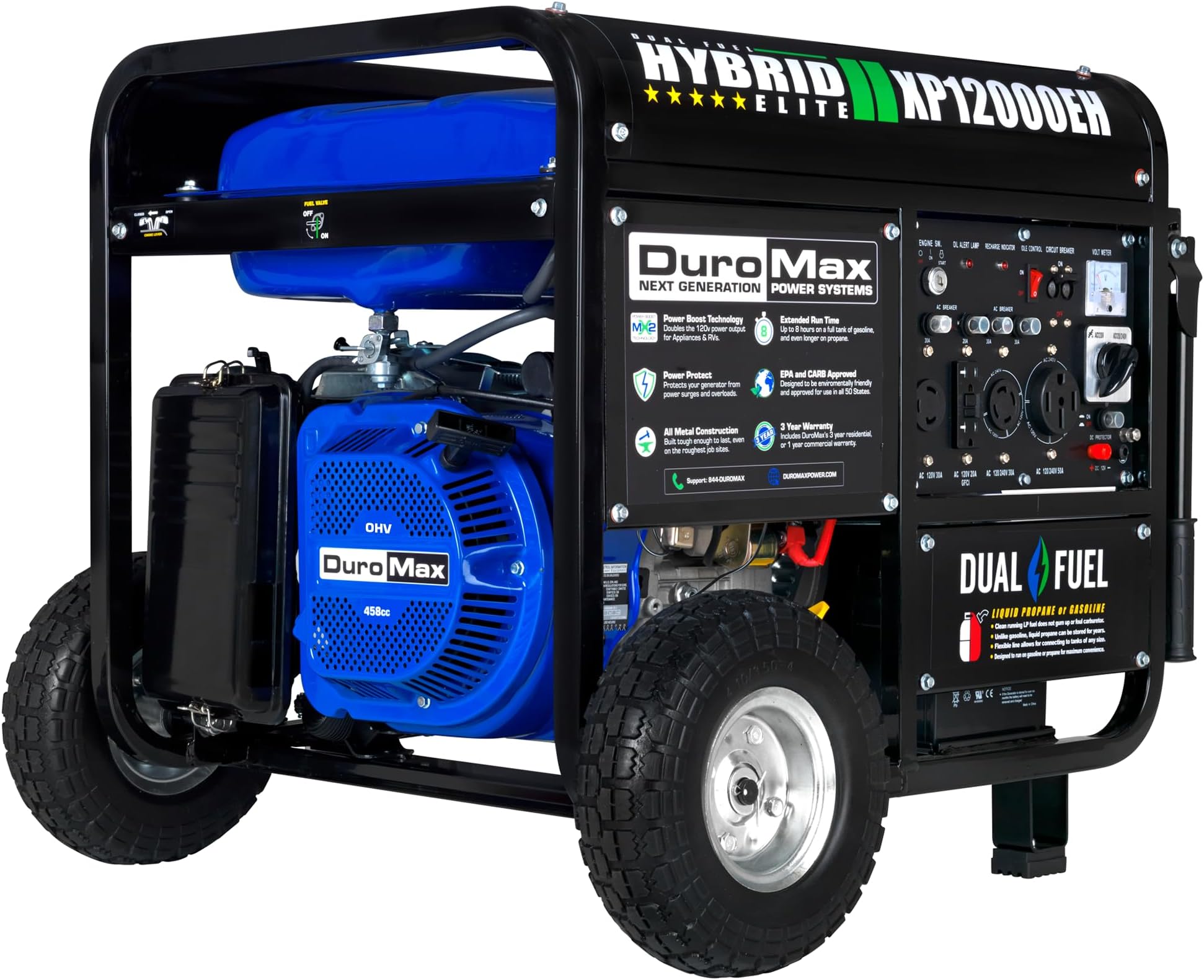 XP12000EH 12,000-Watt Dual Fuel Portable Generator – Gas & Propane, Electric Start, Whole Home Backup Power, Transfer Switch Ready, RV & Emergency Ready