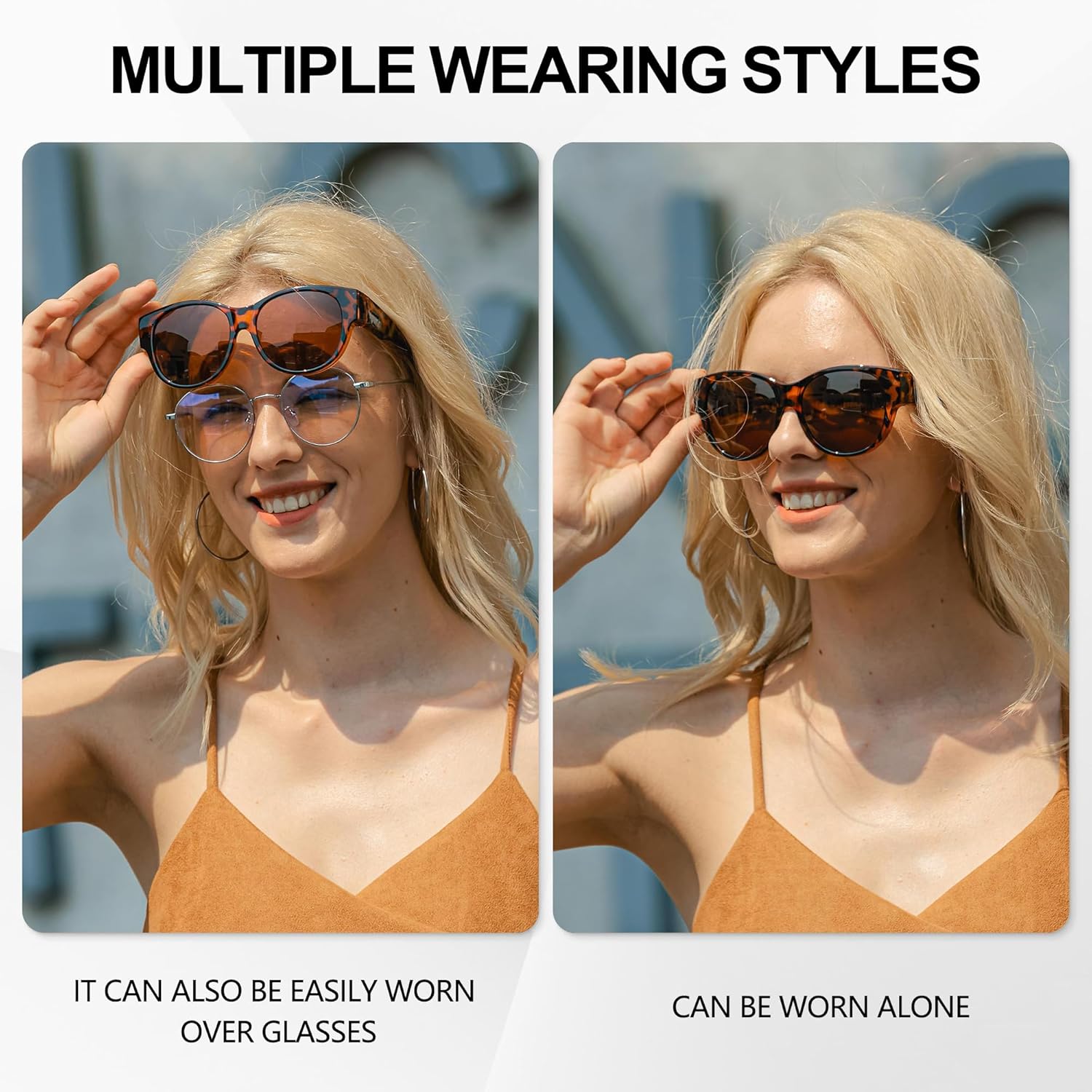 URUMQI Sunglasses Over Glasses Women, Polarized UV400 Protection Fit Over Glasses Sunglasses for Women Round Cat Eye - Image 7