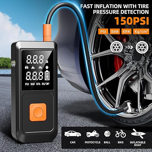 Miniatura 3 de Arrancador con compresor de aire, 4000A 12V batería de coche caja de arranque (10.0L Gas8.0L Diesel) con cables de puente, pantalla LCD, inflador de