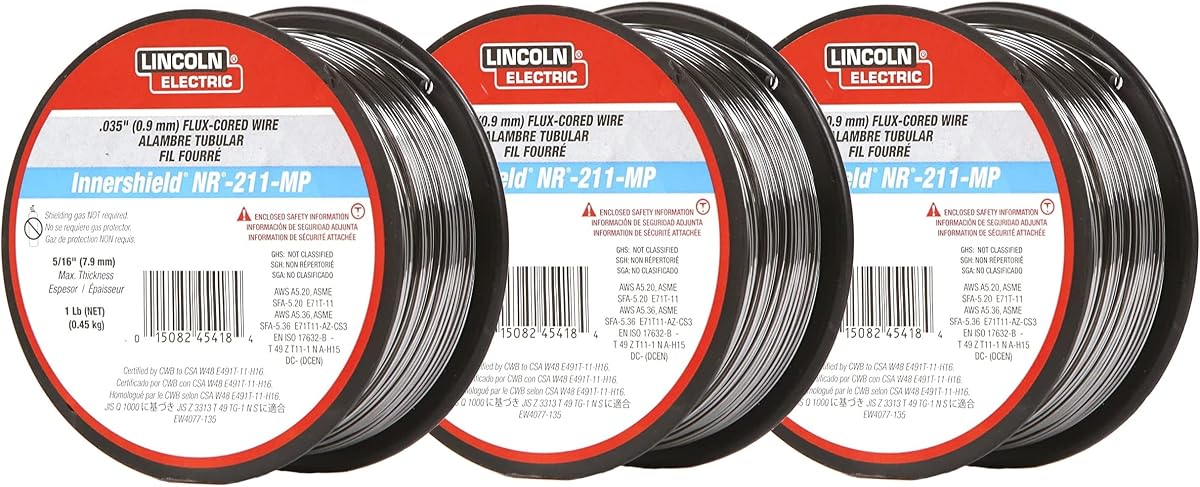 Lincoln Electric MIG Alambre de soldadura, NR-211-MP, .035, carrete, modelo: ED030584 (paquete de 3)