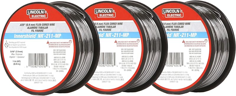 Lincoln Electric MIG Alambre de soldadura, NR-211-MP, .035, carrete, modelo: ED030584 (paquete de 3)
