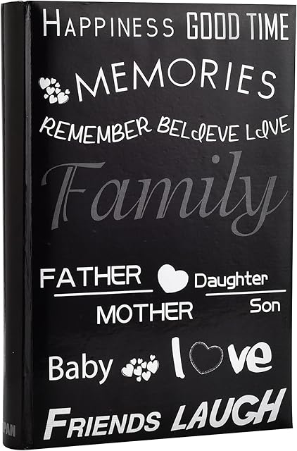 Arpan Family, Friends Travel/Holiday Destinations/Memory Photo/Picture Album with Memo Writing Area and Decorative Text Design Fit 300 4 x 6-Inch / 10x15cm Photos (Black Text Design)