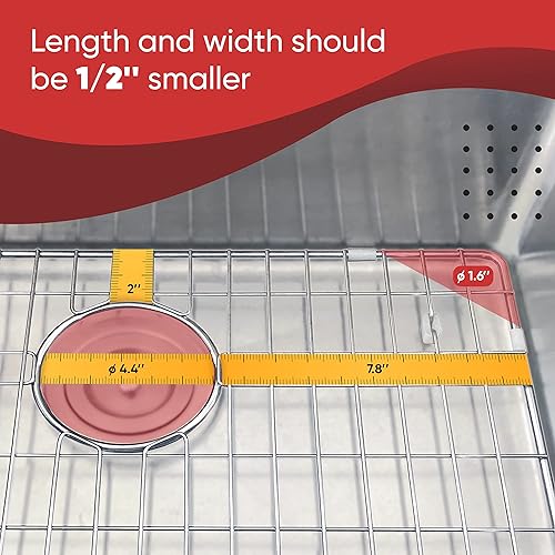 Miniatura 4 de Protectores de fregadero para fregadero de cocina, rejilla protectora de acero inoxidable, 28.27 x 14.25 x 1.25 pulgadas, estante para fregadero