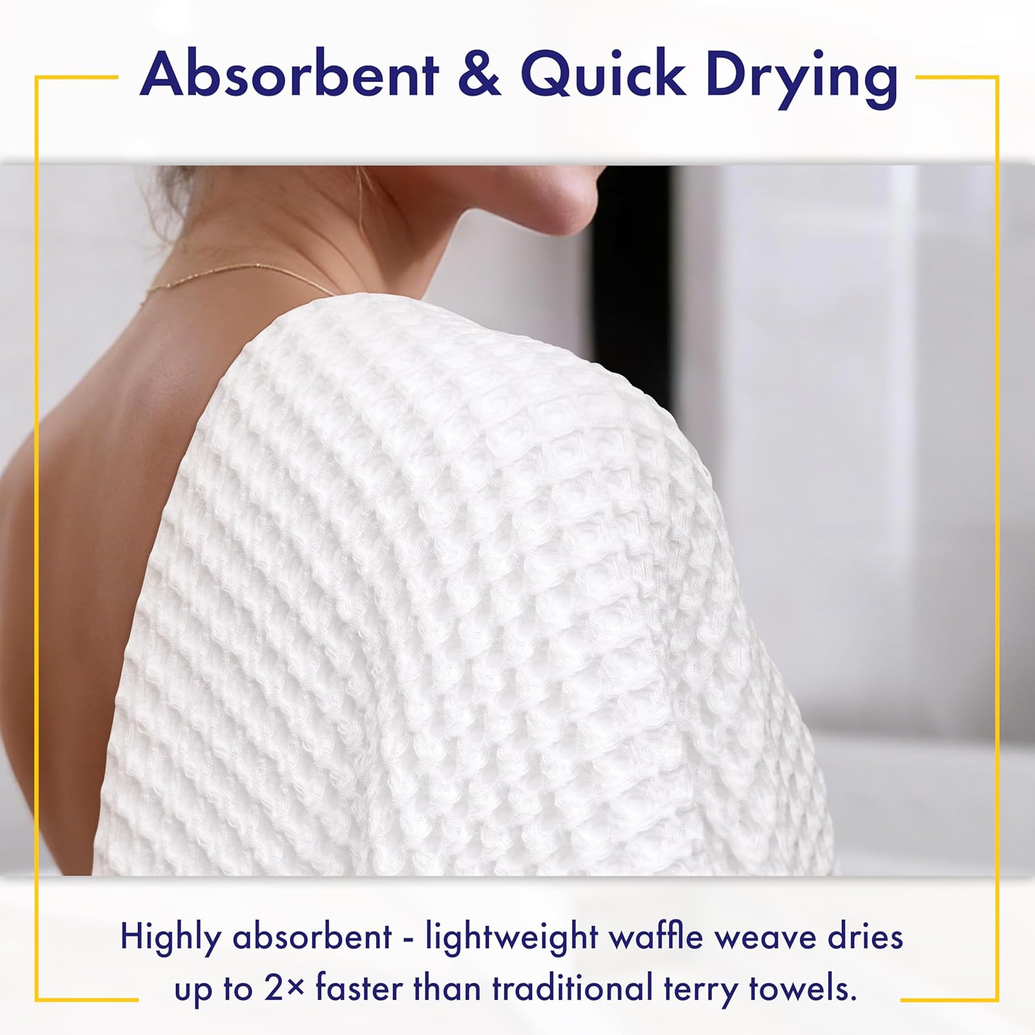 Alusa Home Ultra Soft Viscose from Bamboo Waffle Towels - Lightweight Bath Towel Set of 6 - Compact, Quick Dry & Lint Free (White)