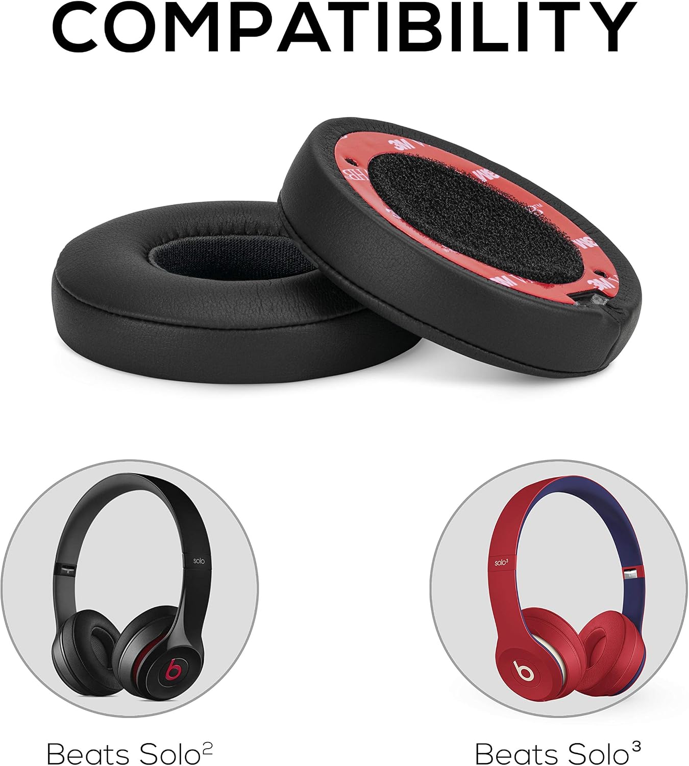 Brainwavz Earpads for Beats Solo 2 & 3 Headphones, Upgraded Replacement Pads with Memory Foam & Leather, Easy to Install, Black - Image 3