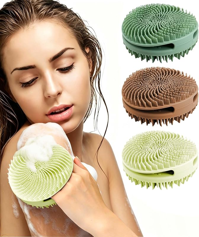 Escova de Silicone para Banho e Corpo EaTubano com Dois Lados, Pacote com 3