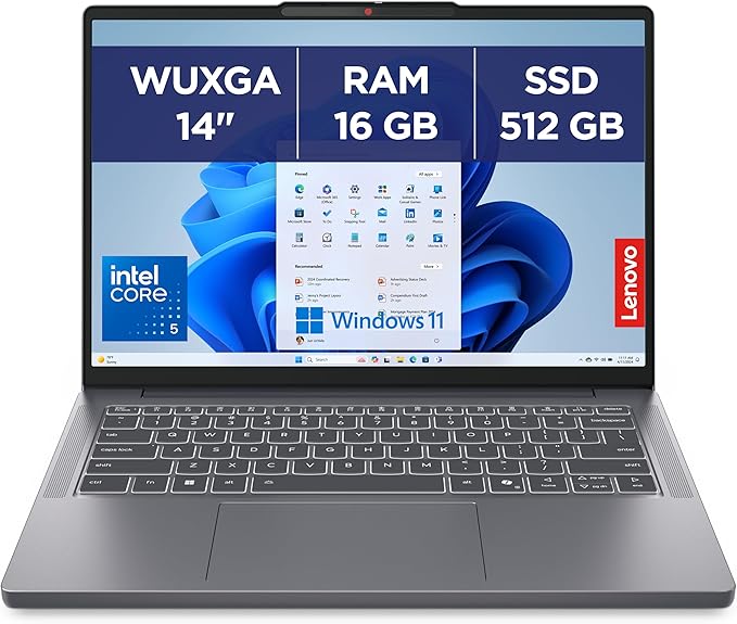 Lenovo IdeaPad Slim 3 14IRH10R - Ordinateur Portable 14'' WUXGA (Intel Core 5 210H, RAM 16Go, SSD 512Go, Intel UHD Graphique, Windows 11 Home) Clavier AZERTY Français - Gris