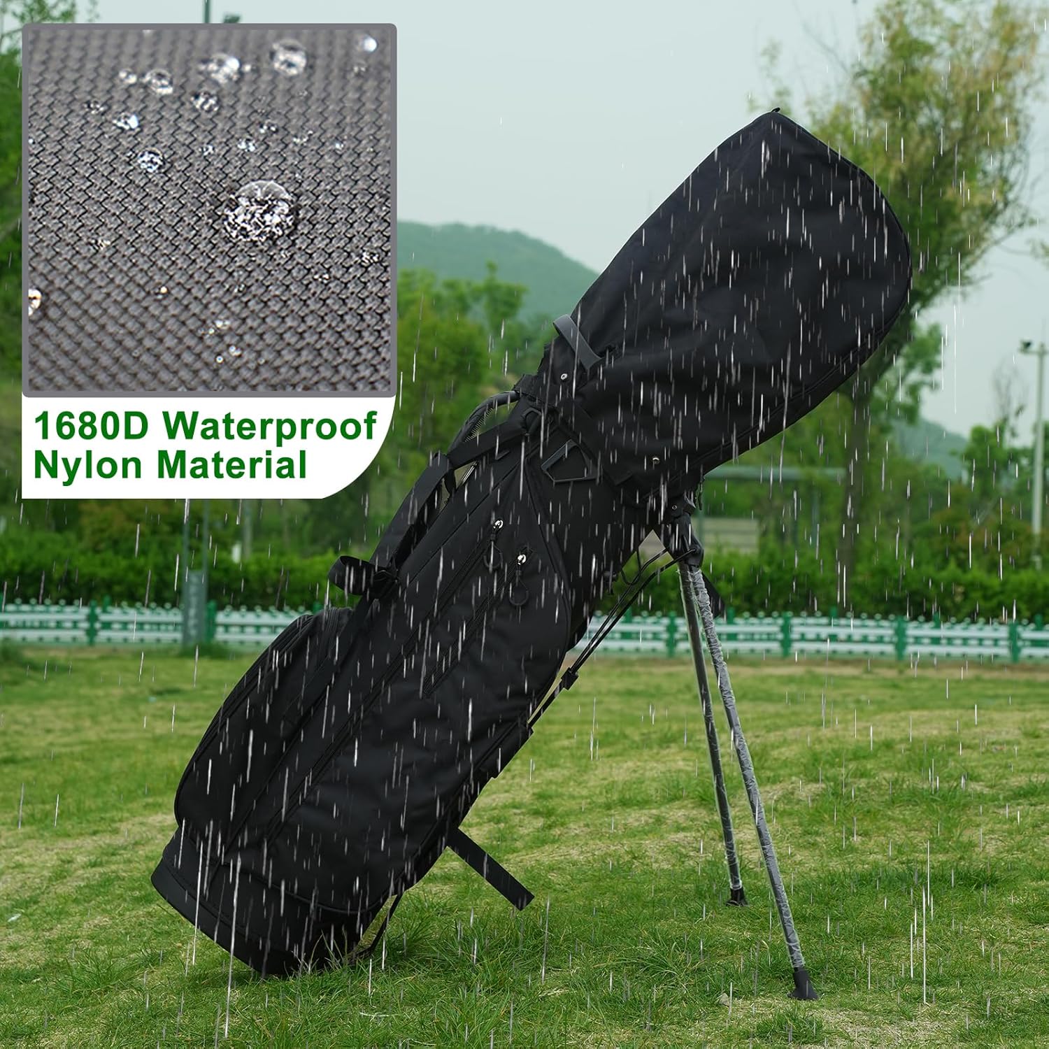Golf Bag Rain Cover Hood Universal 1680D Nylon, Rain Cape for Golf Bags with Snap Button, Waterproof Material Dustproof Club Protector