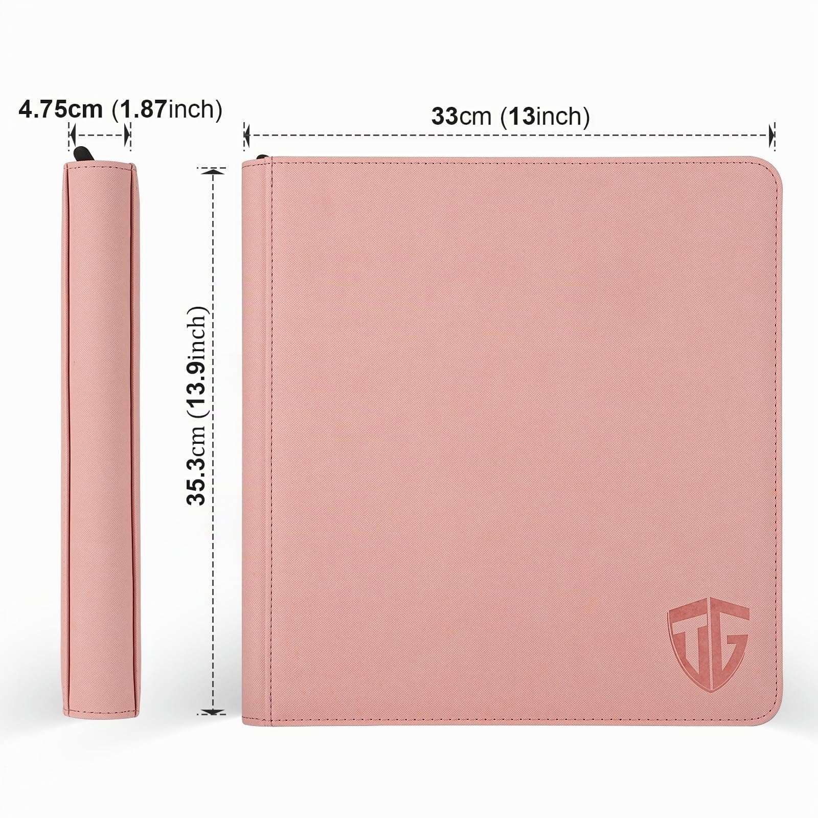 TCGUARD 12 Scomparti per Carte da Collezione, Album con Chiusura Lampo, per 720 Carte, Raccoglitore per Carte di Credito, Tasche Laterali Sicure, Compatibile con YuGiOh, MTG, Carte Sportive, Rosa