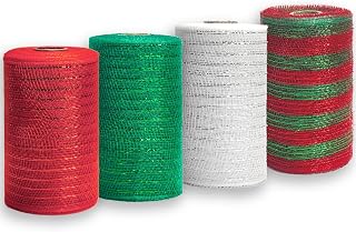 ALTIER Metallic Deco Mesh Ribbon 6 Inch x 40Y Red Green White Red/Green Christmas Home Decoration Bow Making Wreath Swags DIY Floral Crafts
