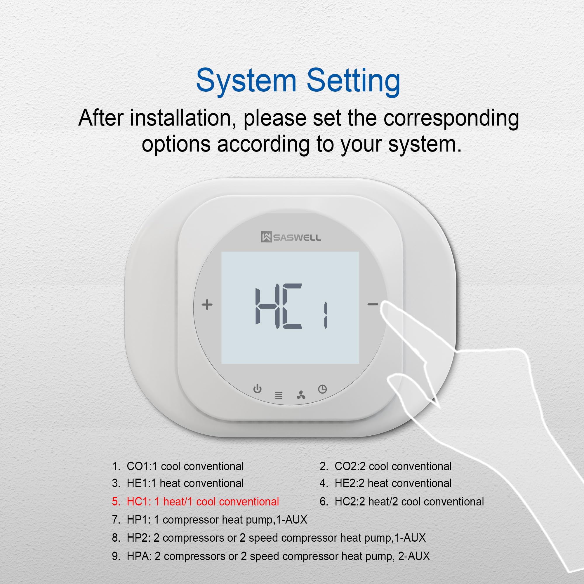 Termostato inteligente de bomba de calor con adaptador de cable C, fácil instalación
