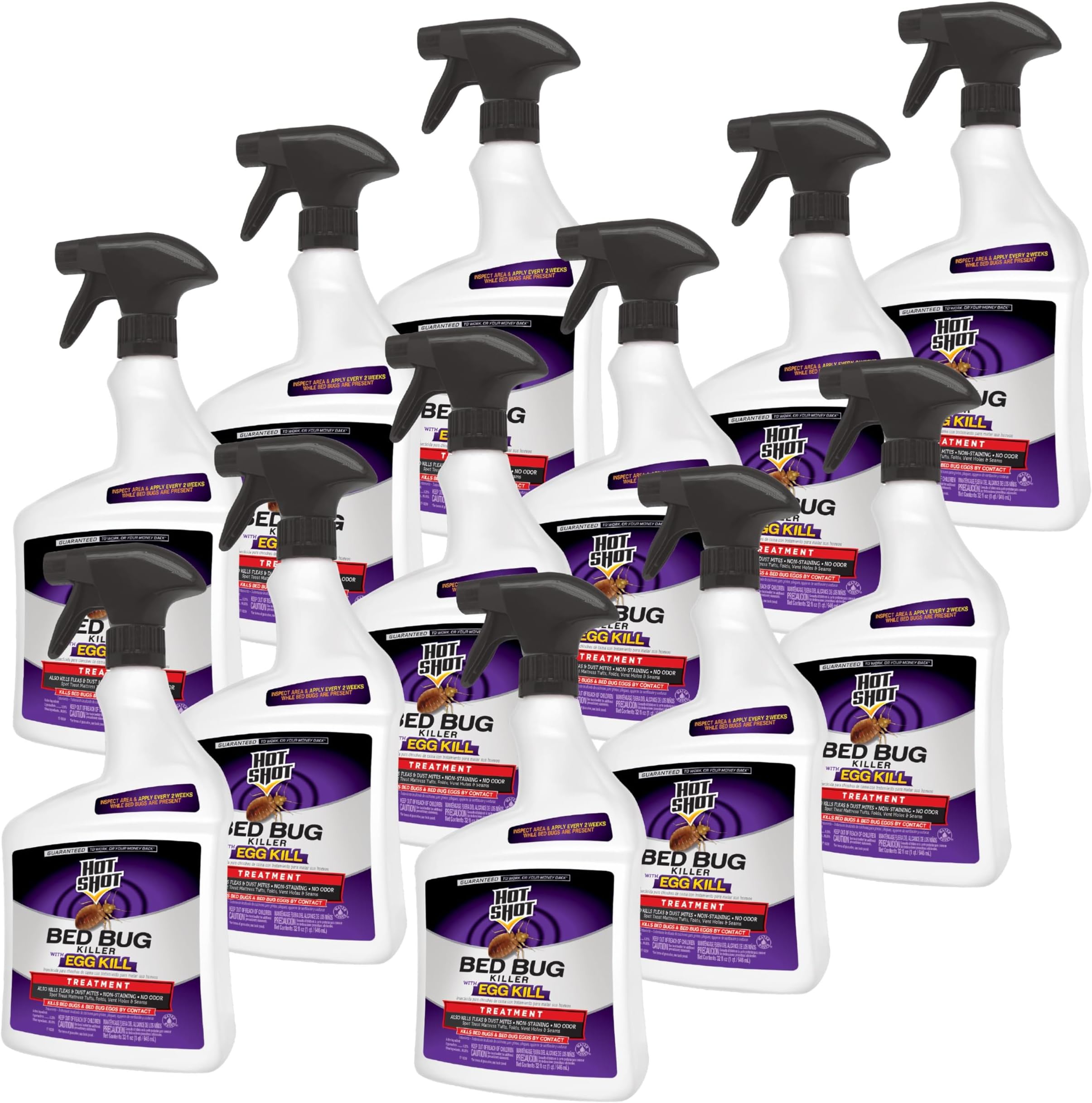 Bed Bug Killer With Egg Kill, Ready-To-Use, 32 Ounces, Treatment For Bed Bugs, Pack of 12